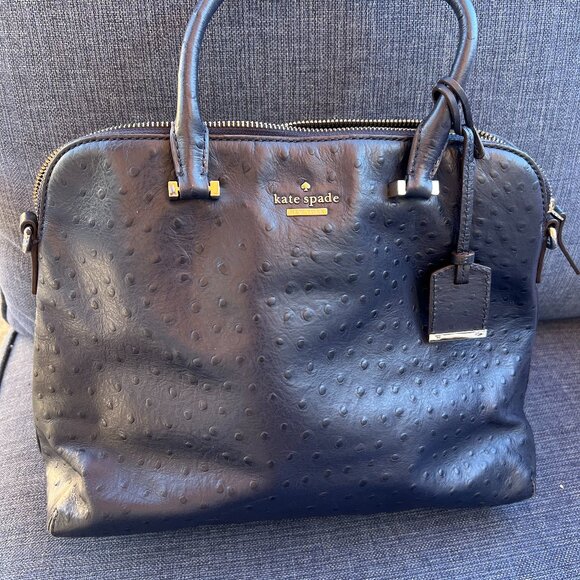 kate spade Handbags - Kate Spade Blue Ostrich Leather Satchel Bag